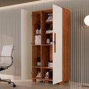 Ver imagem 2 de Armário Multiuso Dacar C/ Chave, Prateleira e Cabideiro Mdf:canela/offwhite