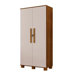 Armário Multiuso Dacar C/ Chave, Prateleira e Cabideiro Mdf:canela/offwhite - 4