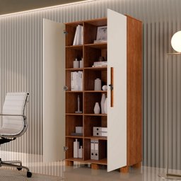 Armário Multiuso Dacar C/ Chave, Prateleira e Cabideiro Mdf:canela/offwhite - 3