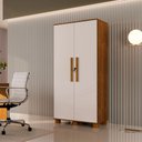 Ver imagem 1 de Armário Multiuso Dacar C/ Chave, Prateleira e Cabideiro Mdf:canela/offwhite