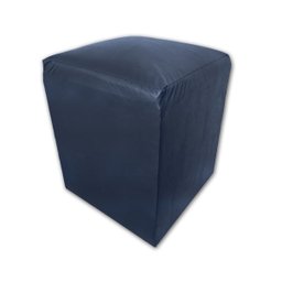 Puff Banqueta Quadrado Cubo Decorativo Courino e Suede Azul Marinho Courino - 1
