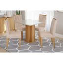 Ver imagem 1 de Conjunto: Mesa Sala Jantar Sophia C/ Tampo Madeirado C/ Vidro 95x95cm e 4 Cadeiras Fernanda Nature/