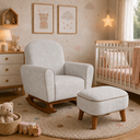 Ver imagem 1 de Kit Poltrona Balanço + Puff Amamentação Tecido Bouclé:Bouclé Cinza
