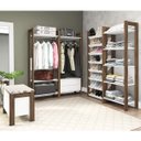 Ver imagem 6 de Closet Modulado Aberto com 2 Gavetas Prateleiras e Cabide Az1011 Tecno Mobili -branco/nogal