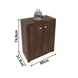 Armário Balcão para Escritório Baixo 60cm 2 Portas Me4103 Tecno Mobili - Rústico - 5