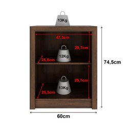 Armário Balcão para Escritório Baixo 60cm 2 Portas Me4103 Tecno Mobili - Rústico - 4