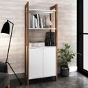 Ver imagem 1 de Closet Modulado Aberto-armário Alto Multiuso com 2 Portas 65cm Az1009 Tecno Mobili-branco/nogal