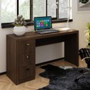 Ver imagem 1 de Mesa para Escritório ou Escrivaninha 1,36m com 3 Gavetas Várias Cores Me4102 Tecno Mobili-rústico