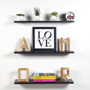 Kit 3 Prateleiras 60x20 MDF Preto com Suporte Flutuante Invisível