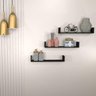 Kit 3 Prateleiras Nichos em U 60x15 MDF Preto com Suporte Flutuante Invisível - 2