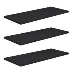 Kit 3 Prateleiras 80x30 MDF Preto com Suporte Flutuante Invisível - 3 Kit 3 Prateleiras 80x30 MDF Preto com Suporte Flutuante Invisível - 3