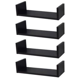 Kit 4 Prateleiras Nichos em U 60x15 MDF Preto com Suporte Flutuante Invisível - 3