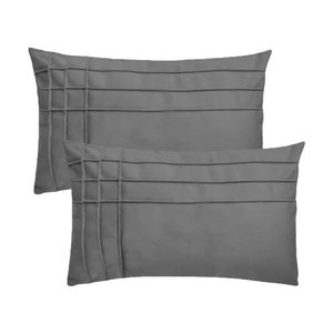 Kit 2 Capas para Almofada Drapeada Line T Retangular em Veludo Várias Cores Cor:cinza Claro