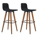 Ver imagem 1 de Kit 2 Banquetas Altas Luxo Linea Aço Preto Linho Preto Base Carvalho