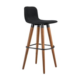 Kit 2 Banquetas Altas Luxo Linea Aço Preto Linho Preto Base Carvalho - 3