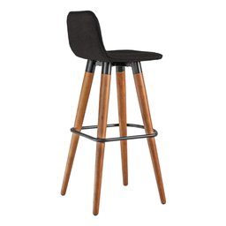 Kit 2 Banquetas Altas Luxo Linea Aço Preto Linho Preto Base Carvalho - 4