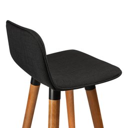 Kit 2 Banquetas Altas Luxo Linea Aço Preto Linho Preto Base Carvalho - 5