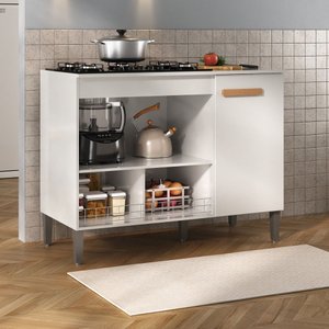 Balcão para Cooktop 5 Bocas e Forno Madri Branco Atualle