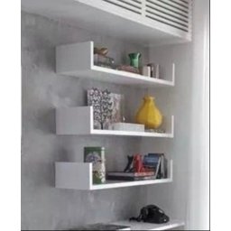 Kit 3 Prateleiras Nichos em U 50x15 MDF Branco com Suporte Flutuante Invisível - 1