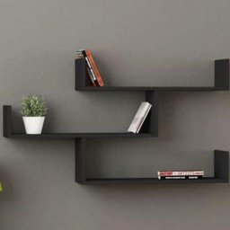 Kit 3 Prateleiras Nichos em U 50x15 MDF Preto com Suporte Flutuante Invisível - 1
