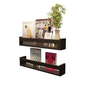 Kit 2 Prateleiras Nichos em U 60x15 MDF Preto com Suporte Flutuante Invisível Livros