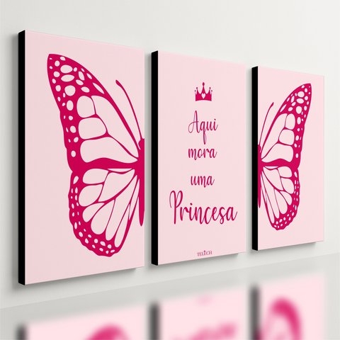 Kit 3 Quadro Decorativo Quarto Menina Dorme Princesa Bebê 40x28