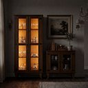 Ver imagem 2 de Kit Cristaleira Requinte e Buffet Imperial 2 Portas em Madeira com Vidro para Sala - Castanho