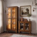 Ver imagem 1 de Kit Cristaleira Requinte e Buffet Imperial 2 Portas em Madeira com Vidro para Sala - Castanho