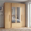 Ver imagem 1 de Guarda-Roupa Solteiro com Espelho 4 Portas 2 Gavetas 206 x 181cm Splendore Yescasa Marrom Nogal
