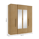 Ver imagem 3 de Guarda-Roupa Solteiro com Espelho 4 Portas 2 Gavetas 206 x 181cm Splendore Yescasa Marrom Nogal