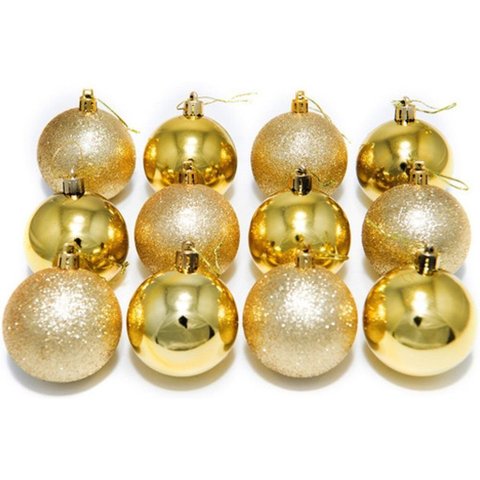 Kit 60 Bolas Douradas Enfeite Natalino Árvore Natal 50mm