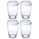 Ver imagem 1 de Kit 4 Queijeiras Farinheiras Plásticas com Tampa 350ml Brancas ou Restaurante Buffet