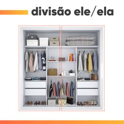 Guarda Roupas Casal Ripado com Espelho 2 Portas de Correr 4 Gavetas Trianon Branco Zanzini - 6