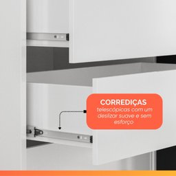 Guarda Roupas Casal Ripado com Espelho 2 Portas de Correr 4 Gavetas Trianon Branco Zanzini - 9