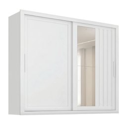 Guarda Roupas Casal Ripado com Espelho 2 Portas de Correr 4 Gavetas Trianon Branco Zanzini - 1