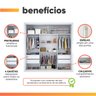 Guarda Roupas Casal Ripado com Espelho 2 Portas de Correr 4 Gavetas Trianon Branco Zanzini - 5