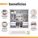 Ver imagem 5 de Guarda Roupas Casal Ripado com Espelho 2 Portas de Correr 4 Gavetas Trianon Branco Zanzini