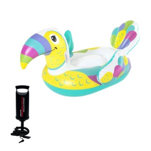 KIT C/ Boia Gigante Tucano Colorido Inflável Piscina Praia + BOMBA DE AR