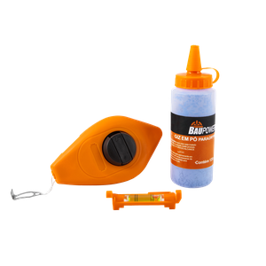 Kit Giz De Linha Baupower 15m C/ Giz Em Pó Azul 120g Drywall