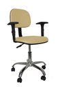 Ver imagem 1 de Cadeira Secretaria Bolt CR com Braco Regulavel - Couro Sintetico Corano - Bege