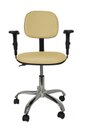 Ver imagem 2 de Cadeira Secretaria Bolt CR com Braco Regulavel - Couro Sintetico Corano - Bege