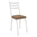 Ver imagem 4 de Kit 4 Cadeiras de Cozinha Luisiana Estampado Rattan Bege Pés de Ferro Branco - Pallazio