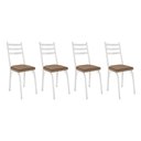 Ver imagem 1 de Kit 4 Cadeiras de Cozinha Luisiana Estampado Rattan Bege Pés de Ferro Branco - Pallazio