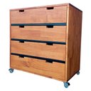 Ver imagem 1 de Cômoda de Madeira Maciça com 4 Gavetas e 4 Rodízios Cor Castanheira