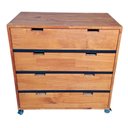 Ver imagem 3 de Cômoda de Madeira Maciça com 4 Gavetas e 4 Rodízios Cor Castanheira