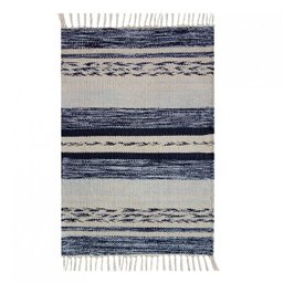 Tapete Retangular Kilim Raipur Niazitex 140x200 Cm Azul Listrado - 1