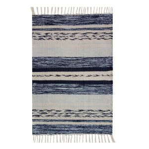 Tapete Retangular Kilim Raipur Niazitex 140x200 Cm Azul Listrado