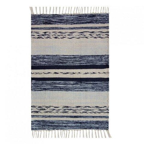 Tapete Retangular Kilim Raipur Niazitex 140x200 Cm Azul Listrado