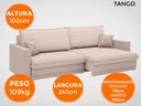 Ver mais imagens de Sofá Tango 2,40m sem Caixa, Retrátil e Reclinável Velosuede Bege - Netsofás