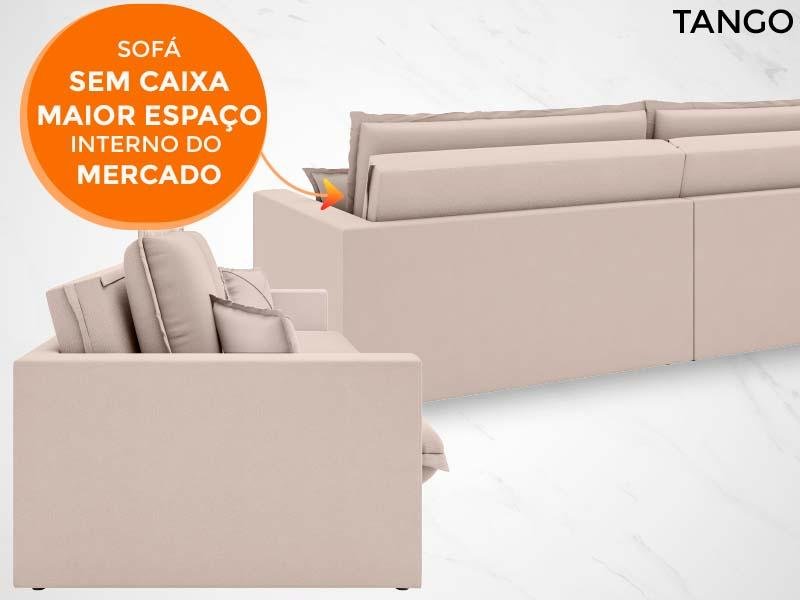 Sofá Tango 2,40M Sem Caixa, Retrátil e Reclinável Velosuede Bege - Netsofás - 3